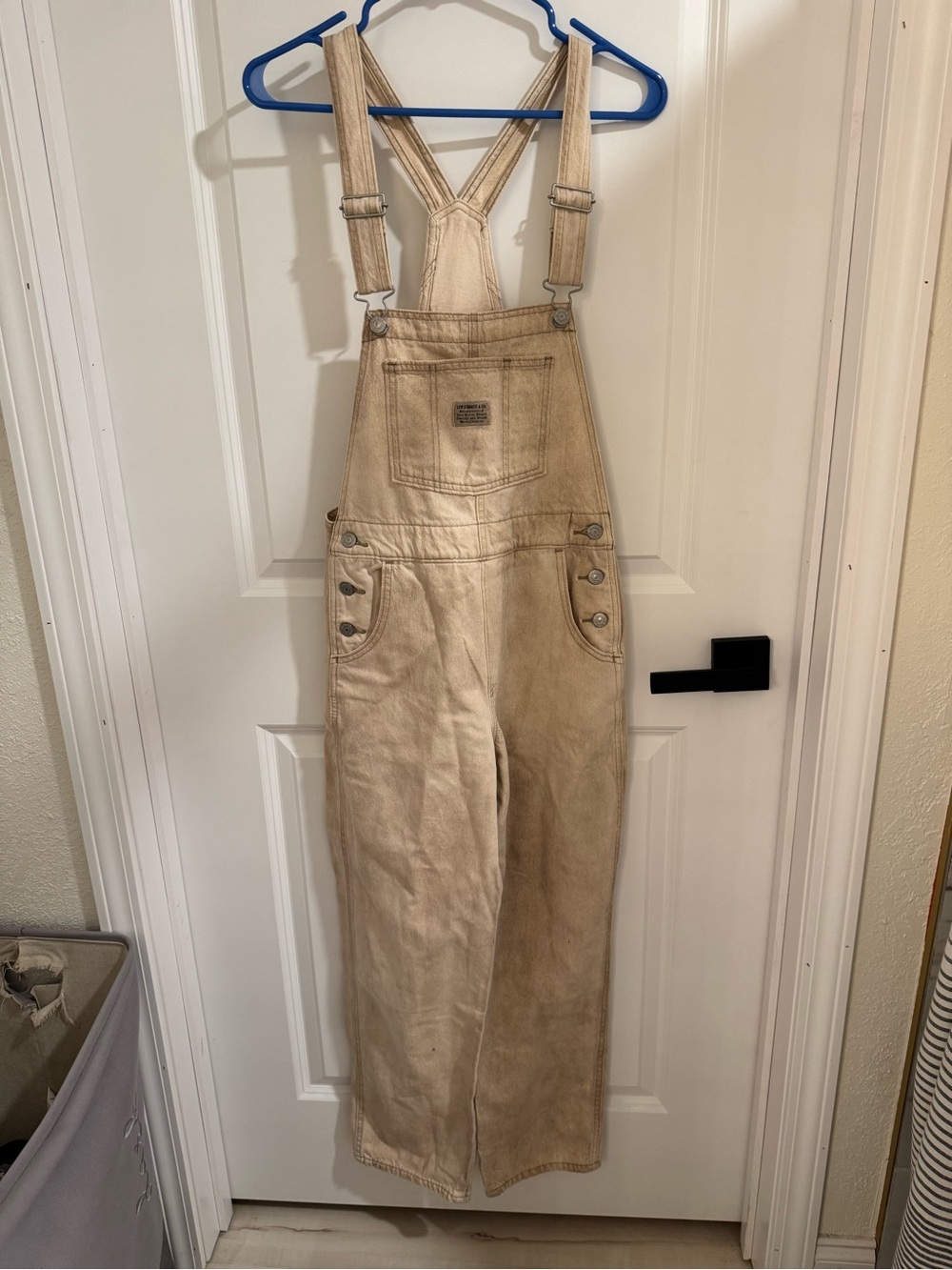 Levi’s Women’s Two Horse Brand Denim Overalls – Beige/Tan